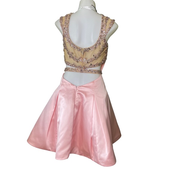 Sherri Hill  50548 blush pink rhinestone cap sleeve  short  dress 10 - Picture 4 of 16